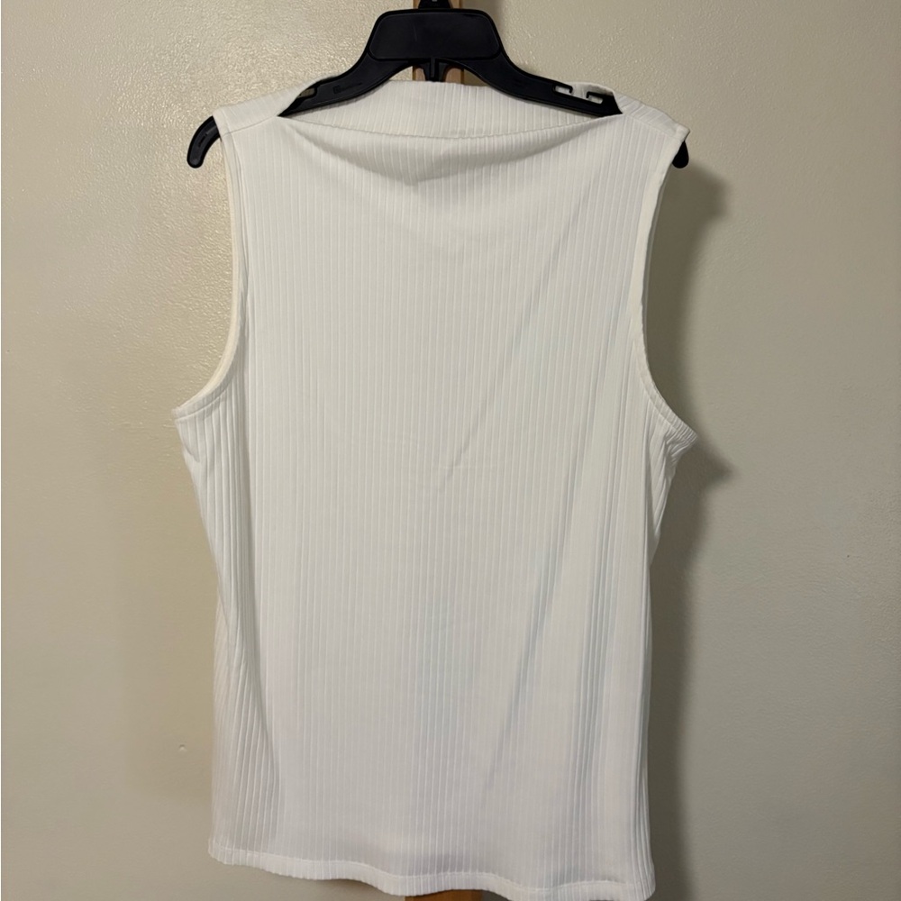 Old Navy White Ribbed Sleeveless boatneck tunic top